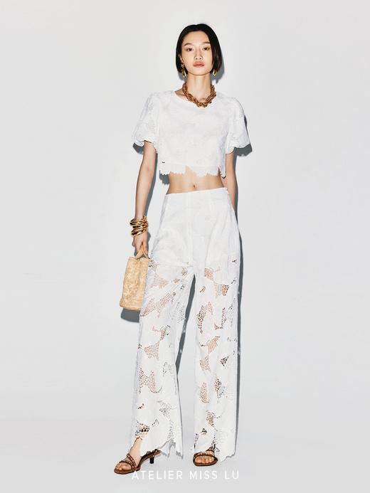 【光之剪影】光影镂空蕾丝不规则下摆宽松长裤 商品图2