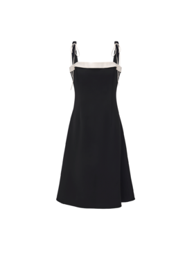 【杜乐丽暮色】撞色立体裁片环绕拼接吊带A字连衣裙