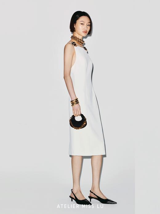 【月光贝语】贝壳样式金属装饰露背修身连衣裙 商品图2