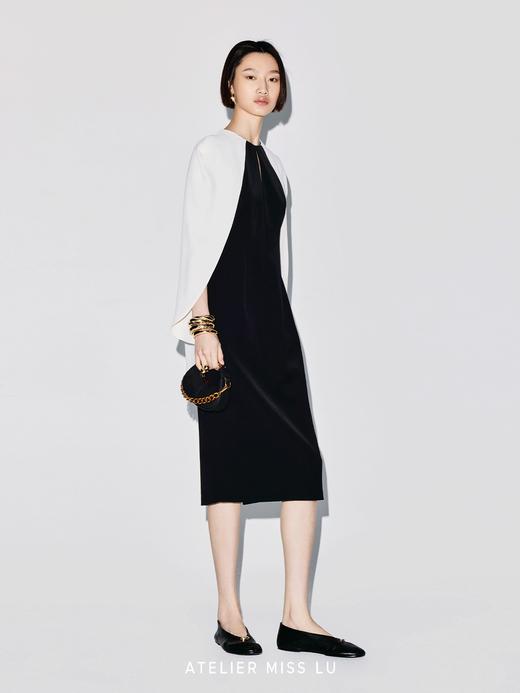 【维纳斯晚宴】撞色斗篷拼接设计修身连衣裙 商品图2