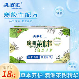 ABC湿巾180*160mm*18片独立包装 女性私处洁阴护理消毒杀菌成人湿厕纸经期房事后便携
