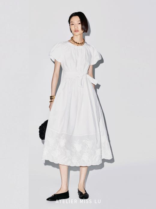 【告白情书】花苞袖造型立体刺绣肌理拼接连衣裙 商品图3