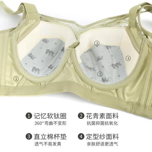 皇家丽美韶华系列大胸显小文胸 轻薄杯 360° 记忆软钢圈 高侧比收副乳 BCD 杯内衣WJ2509-1 商品图4