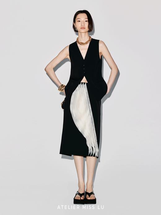 【星海潮汐】圆弧薄纱层叠拼接设计直身半裙 商品图1