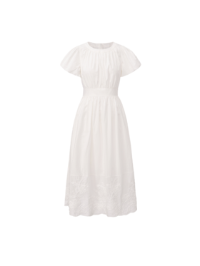 【告白情书】花苞袖造型立体刺绣肌理拼接连衣裙