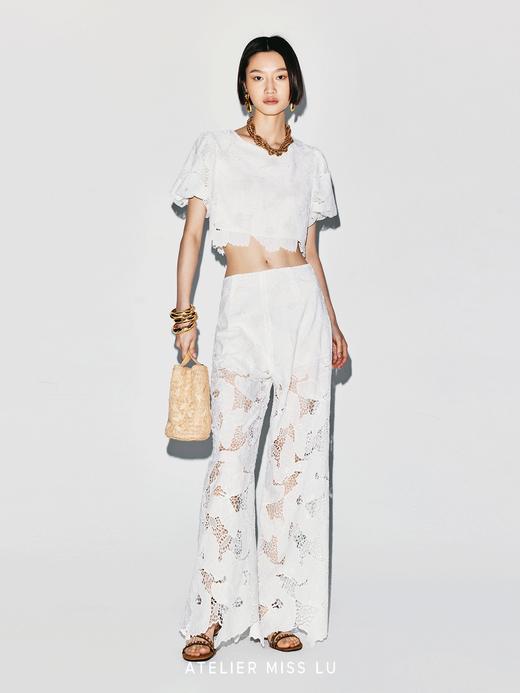 【光之剪影】光影镂空蕾丝不规则下摆宽松长裤 商品图1