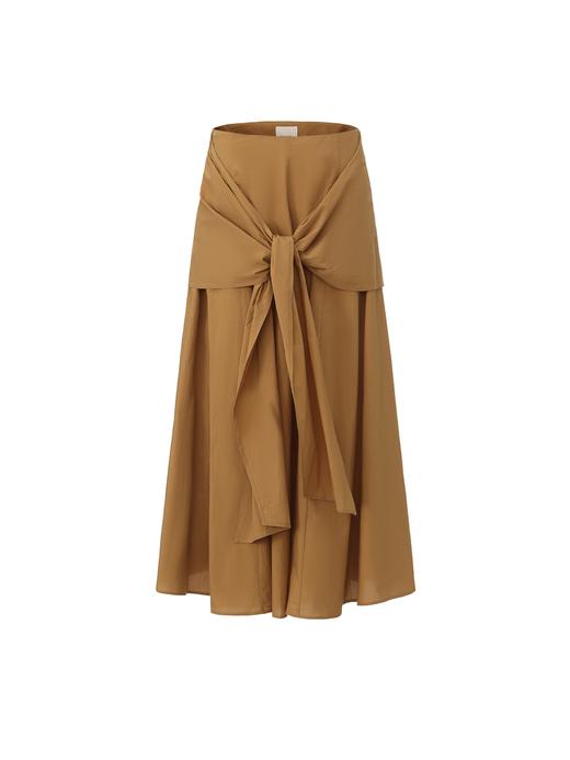 【黄昏刻度】围裹式绑带设计大摆A字中长款半裙 商品图0