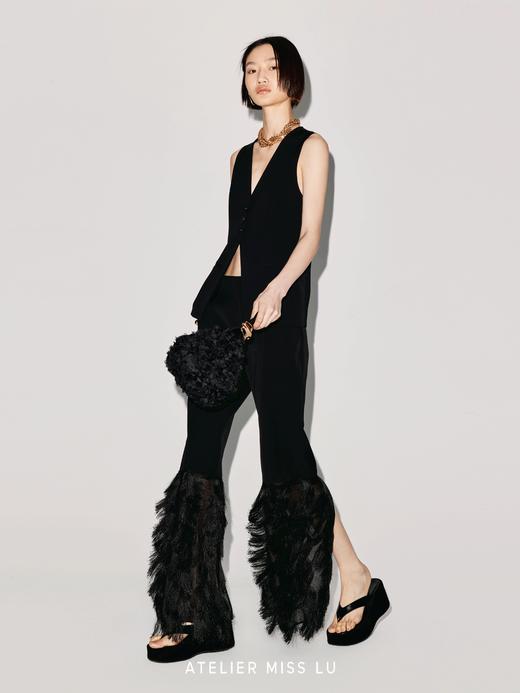 【夜莺舞步】多层流苏拼接设计开衩喇叭长裤 商品图3