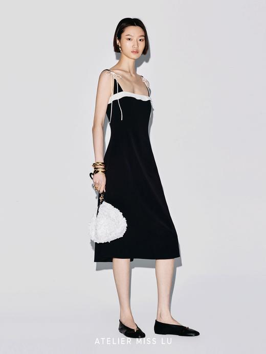 【杜乐丽暮色】撞色立体裁片环绕拼接吊带A字连衣裙 商品图2