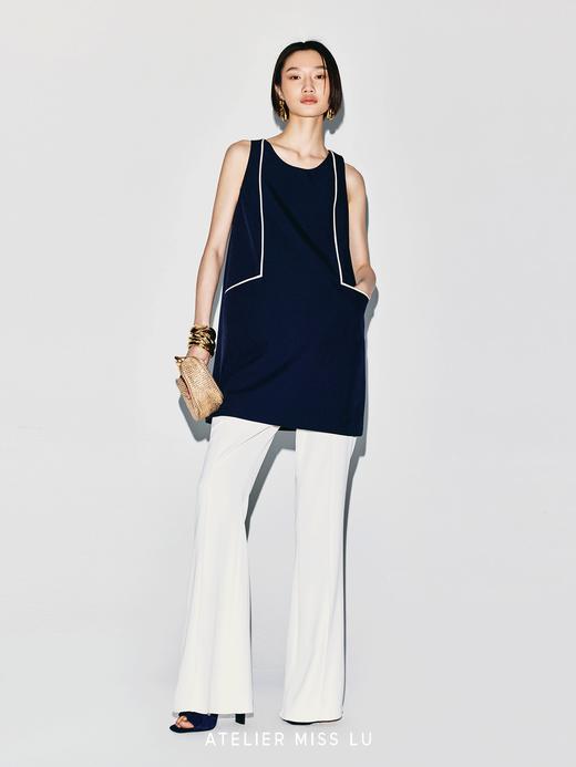 【星际漫游】撞色几何线条口袋设计直身连衣裙 商品图1