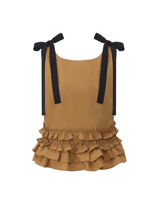 【日落圆舞曲】多层压褶设计U型露背吊带上衣 商品图0