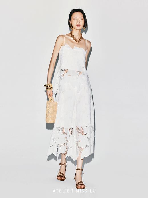 【花间云絮】光影镂空蕾丝不规则下摆九分裙裤 商品图2