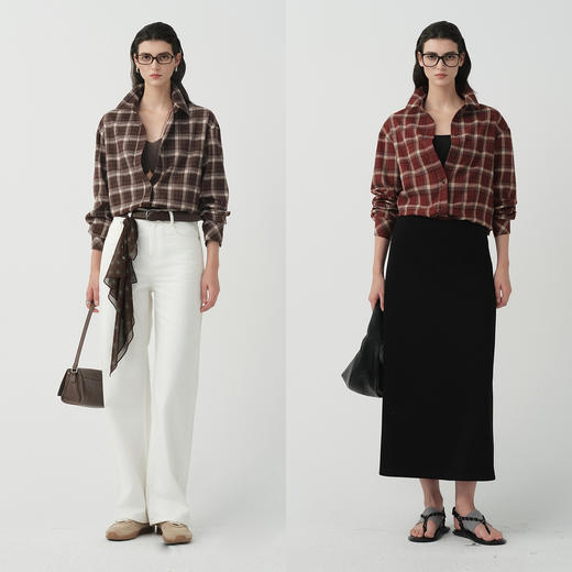 初棉磨毛格纹衬衫 | 舒适质感、复古随性、时尚休闲【HZ】 商品图4