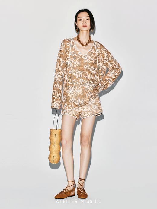 【海滨漫步】立体花卉肌理小A字短裤 商品图1