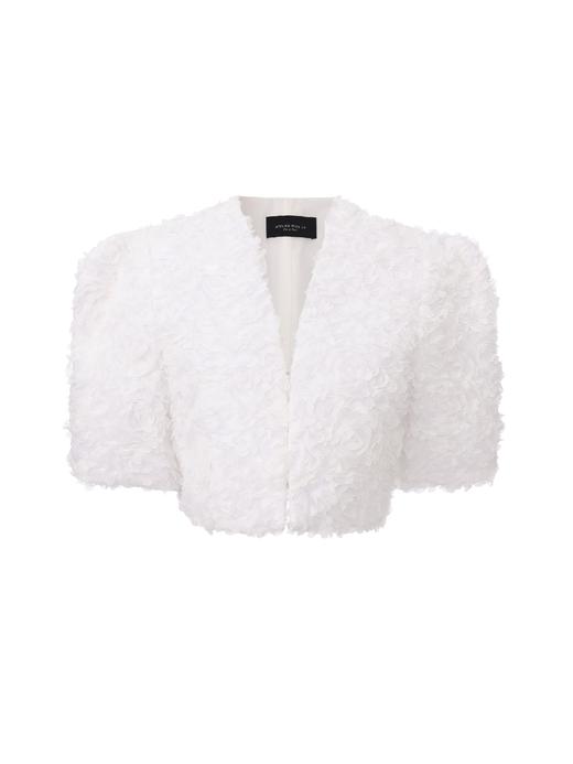 【扶桑花少女】重工立体花瓣肌理廓形袖造型短上衣 商品图0