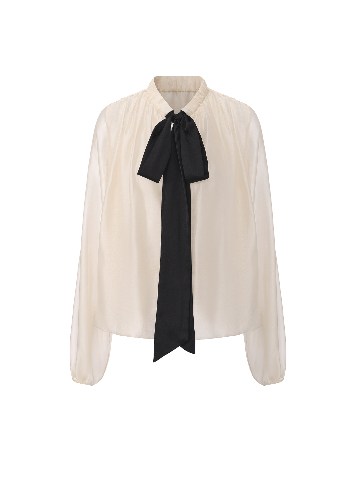 【晨雾之纱】可系飘带花苞廓形光泽感薄纱上衣