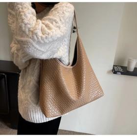 复古时尚编织浮雕包 慵懒通勤大容量托特包包 女百搭高质感气质单肩包