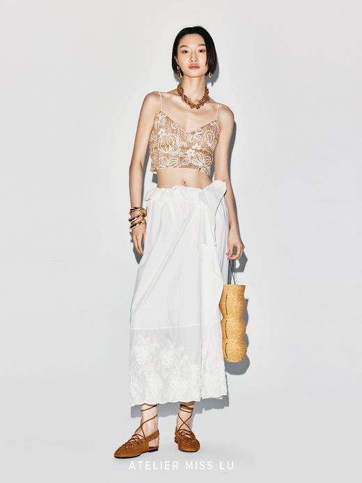 【棕榈花影】立体花卉线条肌理吊带短上衣 商品图1