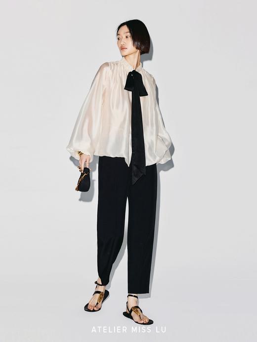 【晨雾之纱】可系飘带花苞廓形光泽感薄纱上衣 商品图3