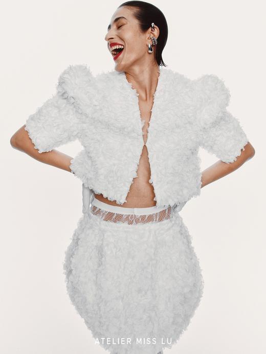 【扶桑花少女】重工立体花瓣肌理廓形袖造型短上衣 商品图2