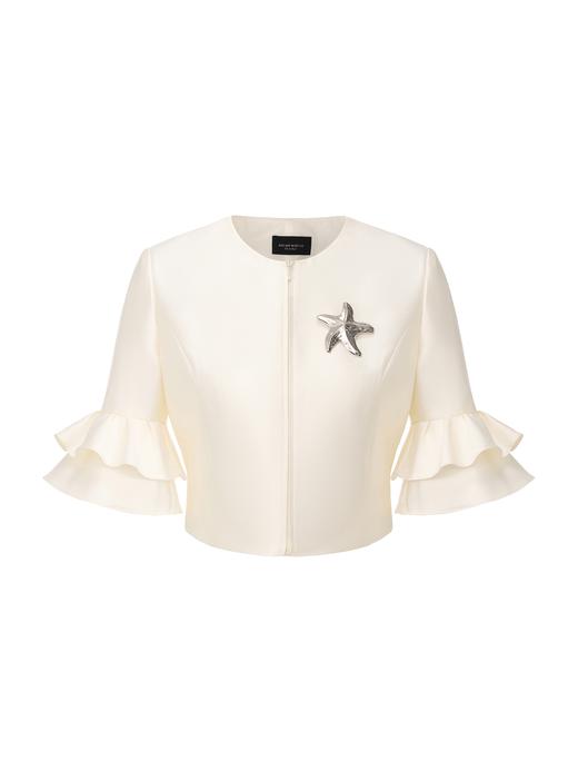 【星之光】海星样式金属胸针廓形喇叭袖短上衣 商品图0