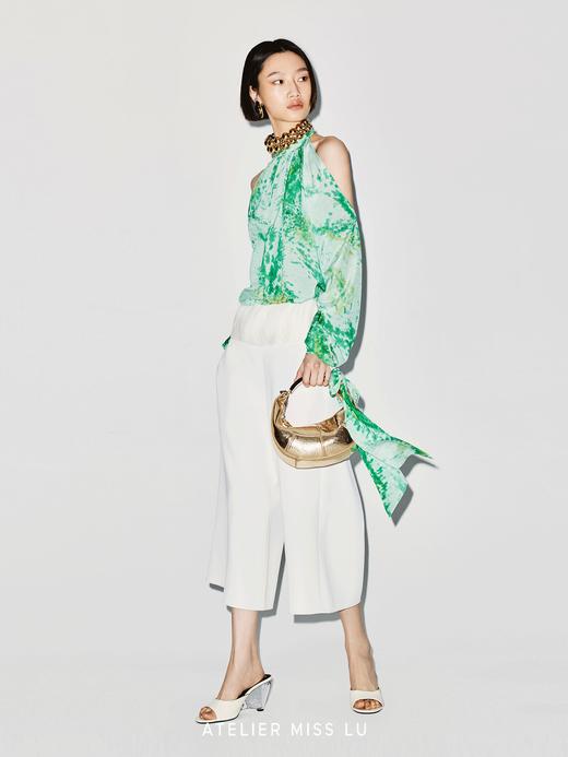 【漫步呼吸】层叠半圆薄纱拼接阔腿七分裤 商品图3