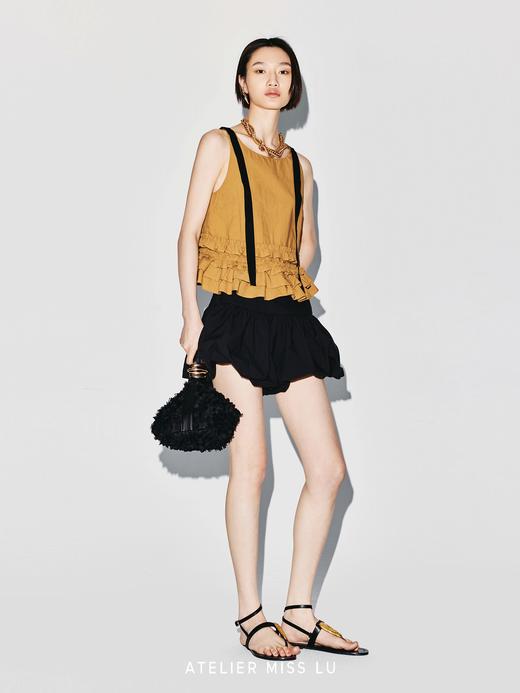 【日落圆舞曲】多层压褶设计U型露背吊带上衣 商品图3