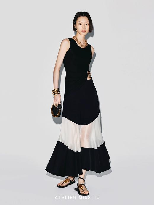 【夏夜海岸线】捏褶设计贝壳样式金属装饰弹力针织背心 商品图2