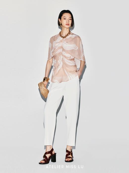 【鸢尾情书】品牌定染印花褶皱设计飘片收腰上衣 商品图1