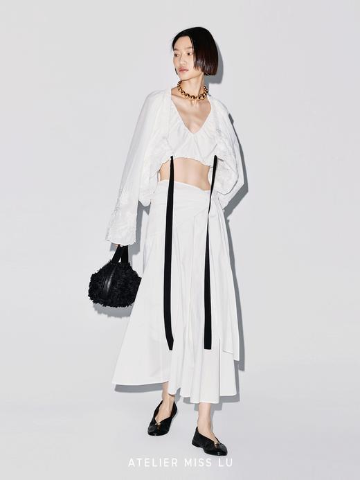 【扶桑花少女】抽褶飘带设计立体刺绣肌理披风上衣 商品图2