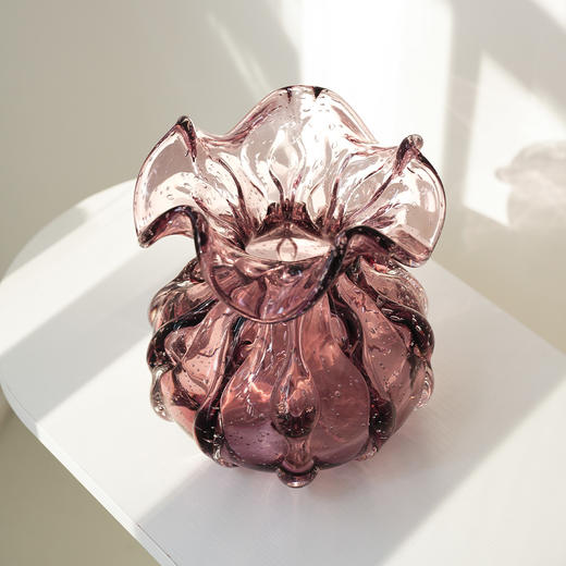 【样品】JZ晶尊琉璃手工福袋花瓶金琥珀色19cm 商品图2