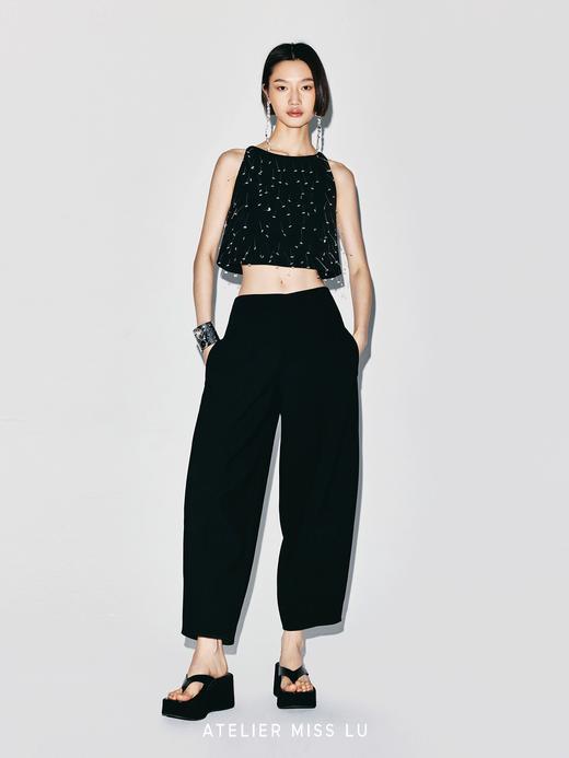 【飞跃星光】标签挂饰设计A字削肩短上衣 商品图2