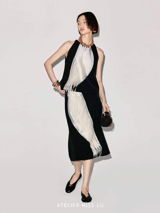 【夜光潮汐】圆弧薄纱层叠拼接设计削肩无袖上衣 商品图2