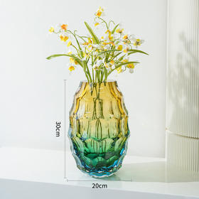 JZ晶尊考尔莱琉璃花瓶金琥珀渐变色30cm