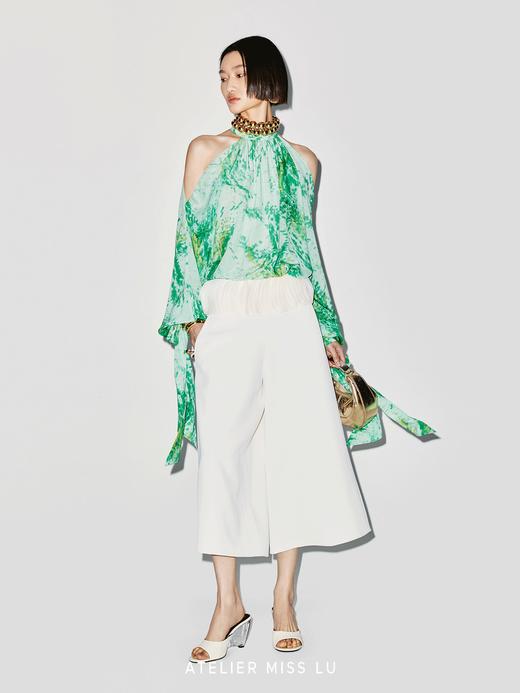 【漫步呼吸】层叠半圆薄纱拼接阔腿七分裤 商品图4