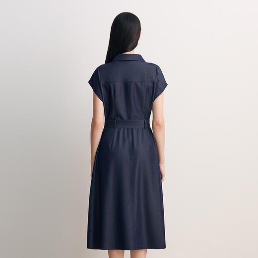 EITIE爱特爱显瘦V领收腰A字复古通勤气质连衣裙2026春季新款8507225 商品图5