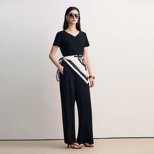 EITIE爱特爱简约舒适百搭显瘦V领短袖T恤上衣2026春季新款8513214 商品图3