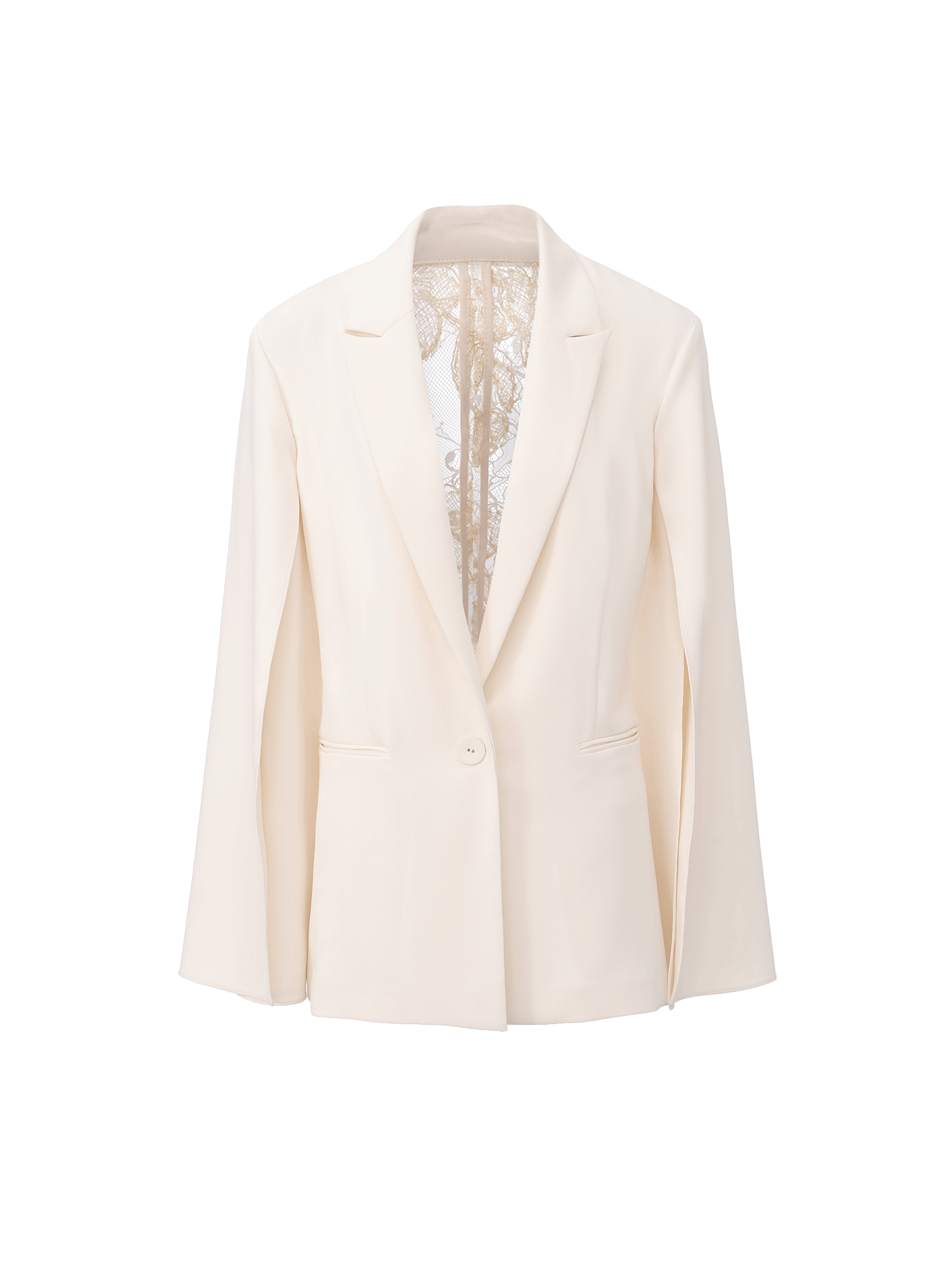 【冰岛极昼】蕾丝拼接露背V领开衩袖西装