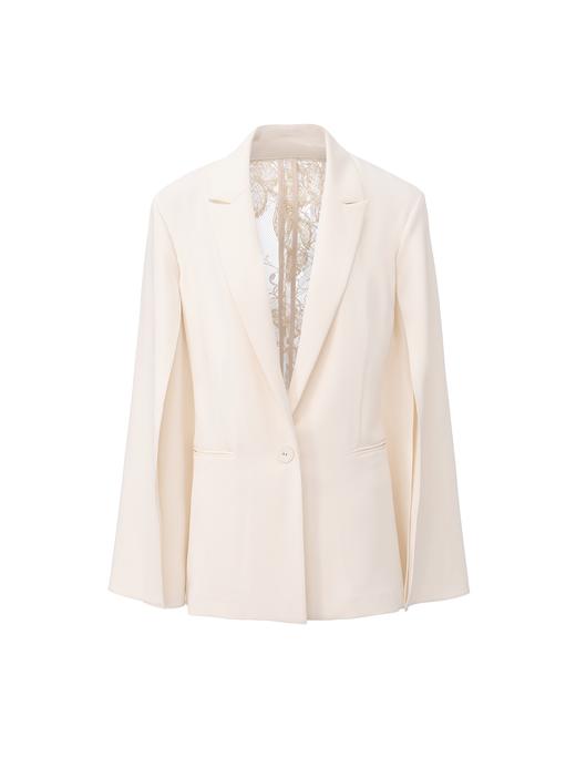 【冰岛极昼】蕾丝拼接露背V领开衩袖西装 商品图0