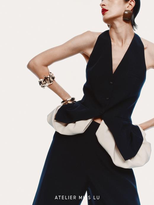 【云上天鹅湖】云朵环绕拼接削肩收腰露背马甲 商品图3