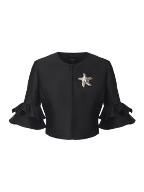 【星之夜】海星样式金属胸针廓形喇叭袖短上衣
