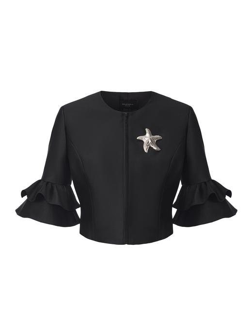 【星之夜】海星样式金属胸针廓形喇叭袖短上衣 商品图0