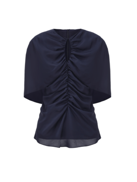 【塞纳河左岸】褶皱设计飘片收腰上衣