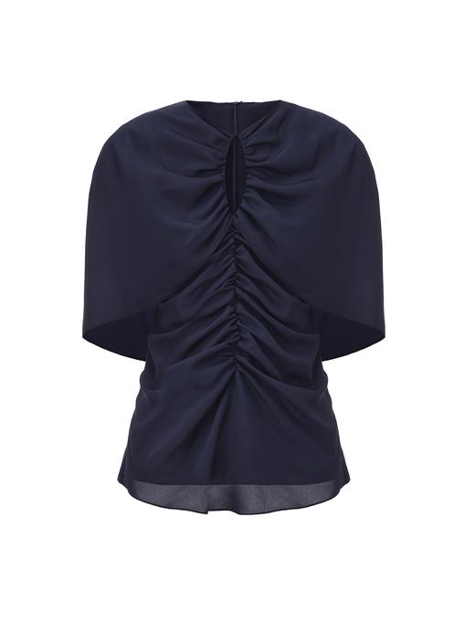 【塞纳河左岸】褶皱设计飘片收腰上衣 商品图0