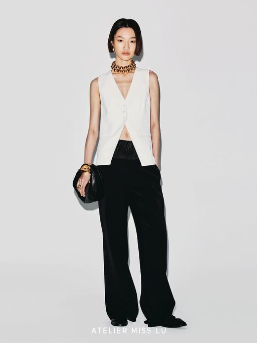 【晨曦光斑】蕾丝拼接露背V领廓形马甲 商品图2