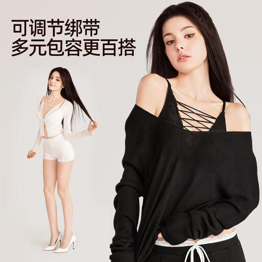 好奇蜜斯法式内衣女三角杯纯欲大胸显小胸无钢圈文胸罩套装蕾丝薄  斯诺 商品图1