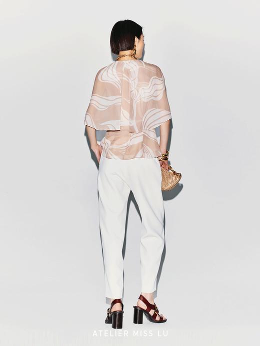 【鸢尾情书】品牌定染印花褶皱设计飘片收腰上衣 商品图4