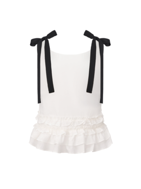 【云上圆舞曲】多层压褶设计U型露背吊带上衣