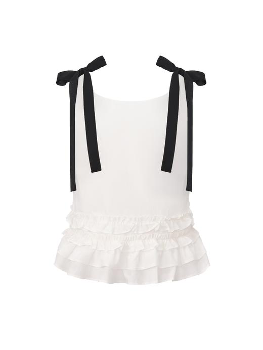 【云上圆舞曲】多层压褶设计U型露背吊带上衣 商品图0