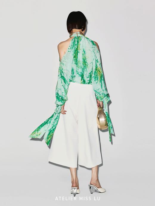 【绿光森林】品牌定染印花桑蚕丝露肩飘带上衣 商品图4